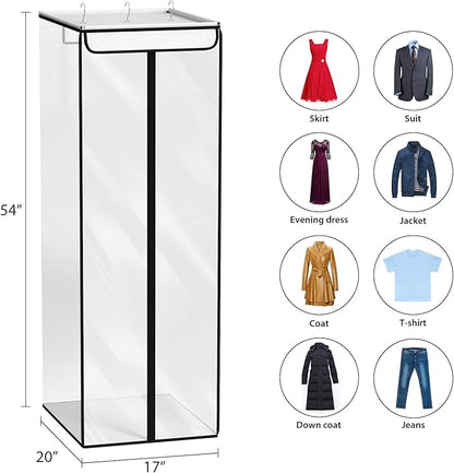 Univivi Clear Garment Bags for Hanging Clothes, 2 Pack Large Clothes Bags for Closet Storage, Premium Hanging Garment Storage Bag for Suits, Coats, Dresses, 54" (Clear)