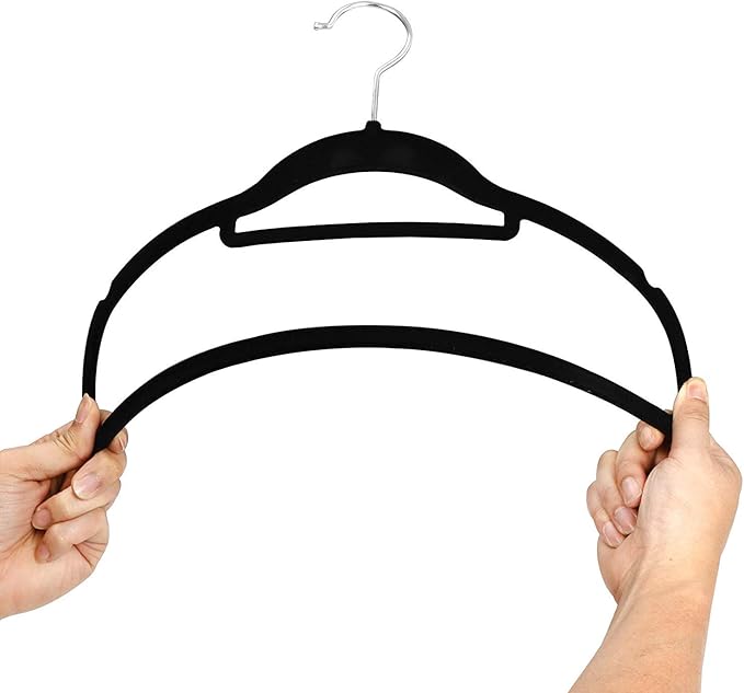 Suit Hangers Ultra Thin Velvet Coat Hangers Non Slip Flocked Clothes Hanger 360°Swivel Hook 100 Pack/Lot，Black