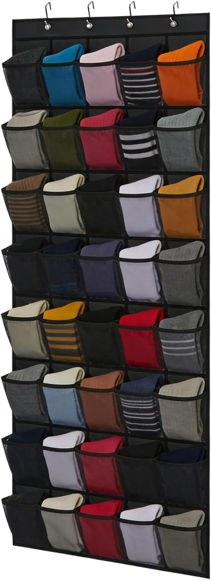 Over the Door Shoe Organizer | 40-Pocket Mesh Foldable - Back of Door Shoe Organizer Hanger,for Bedroom Living Room Bathroom Entryway Sneaker Slippers Toiletries Bottles Crafts Toys