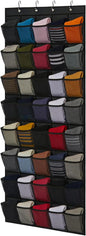 Over the Door Shoe Organizer | 40-Pocket Mesh Foldable - Back of Door Shoe Organizer Hanger,for Bedroom Living Room Bathroom Entryway Sneaker Slippers Toiletries Bottles Crafts Toys