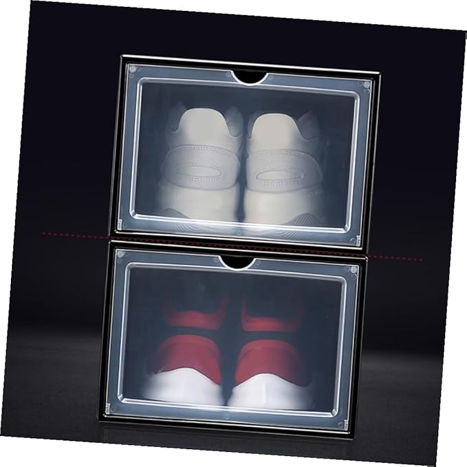 Alipis Thick Plastic Folding Clamshell Magnetic Basketball Shoe Box Sturdy Storage Box for Entryway