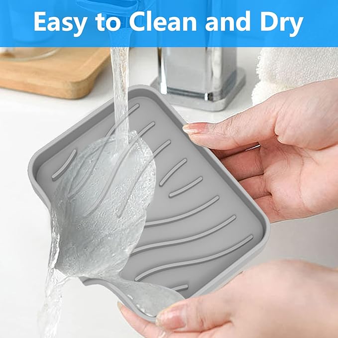 AIMAIAIMAI 3-Pack Silicone Soap Dish Set – Bar Soap Holder with Self-Draining Design, Easy-Clean Tray for Shower, Bathroom, Kitchen, and Tub