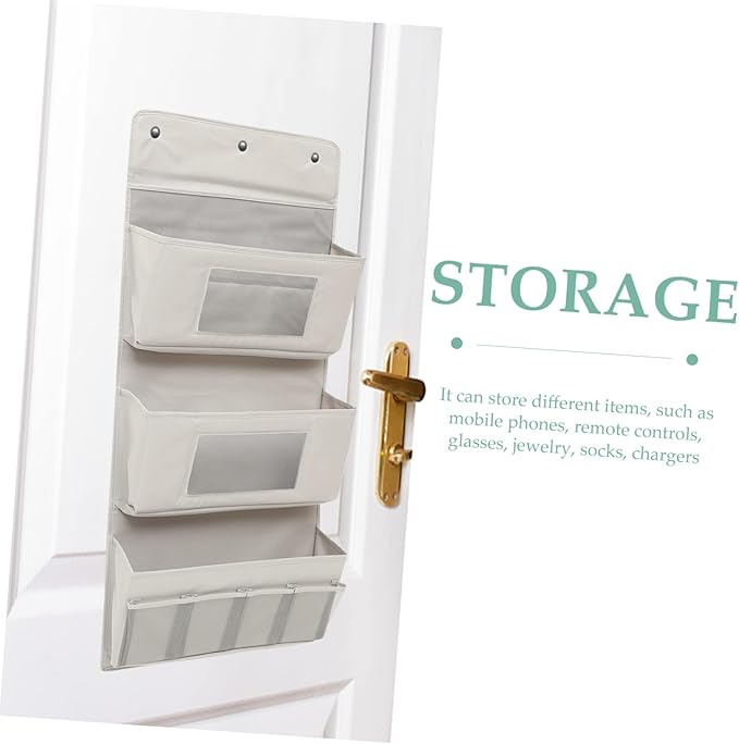 SOLUSTRE Household Over the Door Organizer Multi Function Hanging Storage Bag Grey Breathable Space Saving for Remote Controls Glasses Socks Jewelry and More