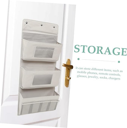 SOLUSTRE Household Over the Door Organizer Multi Function Hanging Storage Bag Grey Breathable Space Saving for Remote Controls Glasses Socks Jewelry and More