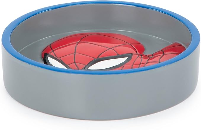 Jay Franco Marvel Spiderman Soap Dish - Red & Blue Resin Sponge Holder/Bar Soap Holder - Kids Bathroom Tray