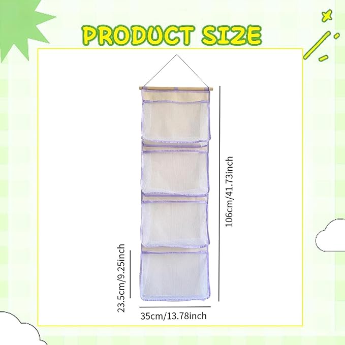 Yajuyi Over Door Organizer Hanging Storage Organizer,Stuffed Animal Storage, Accessory Holder for Shoes, Purple
