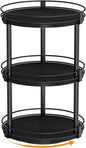 Snughome Lazy Susan Organizer, 3 Tier Rotating Spice Rack for Countertop, Turntable Lazy Susan Kitchen Countertop Organizer, 10.2" x 10.2" x 18.5", Black