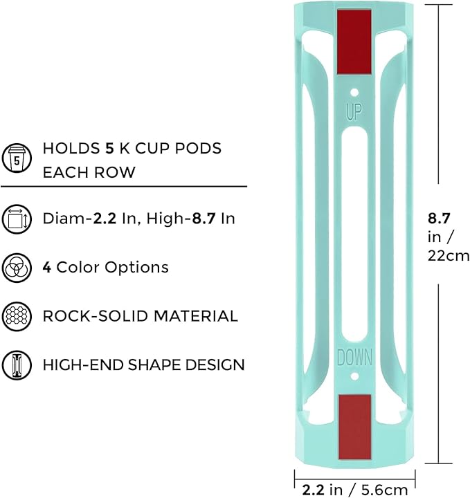 K Cup Holder for Keurig: Coffee Pod Holder for Counter Small Space - Kcup holder for Wall Mount (4, Oasis Blue)