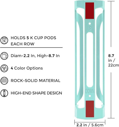 K Cup Holder for Keurig: Coffee Pod Holder for Counter Small Space - Kcup holder for Wall Mount (4, Oasis Blue)