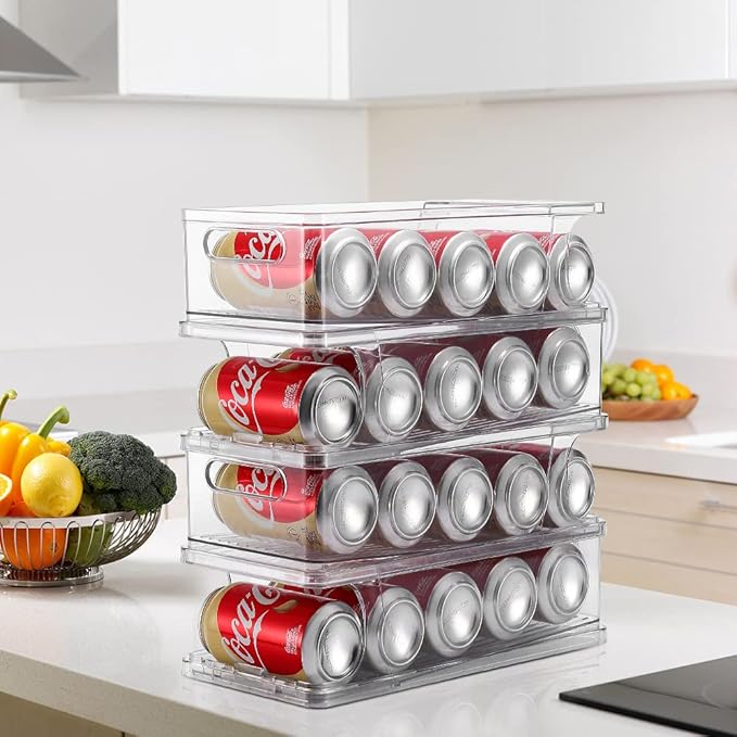 Xicennego 3-Tier Stackable Soda Can Organizer for Refrigerator, Fridge Can Organizer Dispenser, Beverage Can Holder for Refrigerator, Pantry, Cupboard