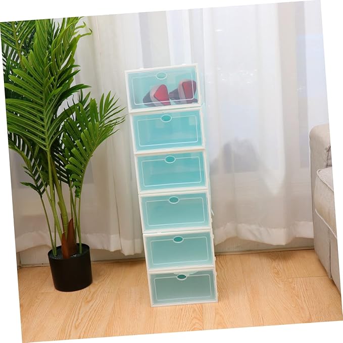 6pcs Stackable Shoes Storage Bins Shoe Boxes Lids Endurable Containers