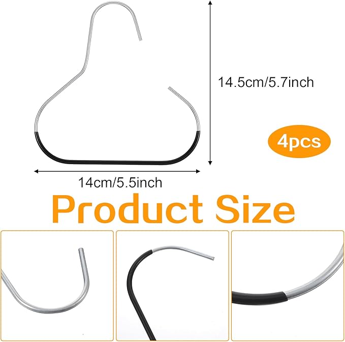 4 PCS Hat Organizer for Baseball Caps, Black Hat Storage Hook Stainless Steel Hat Hangers for Closet Hat Rack Hat Holder for Baseball Caps Cap Organizer for Cap Tank Top Belt Tie Purse Bra