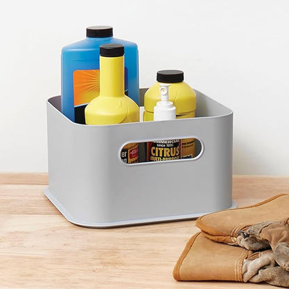 InterDesign iDesign Storage Bins with Handles - Organize Kitchen, Bathroom, or Home Office - Set of 4 - Gray