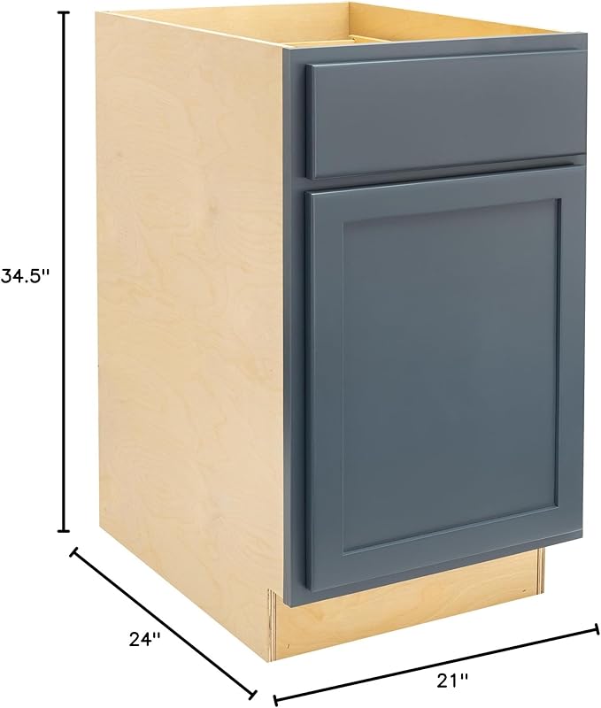 Quicklock RTA (Ready-to-Assemble) | Base Kitchen Cabinets - Shaker Style | Made in America (Needlepoint Navy, 21" Wx34.5 Hx24 D Base)