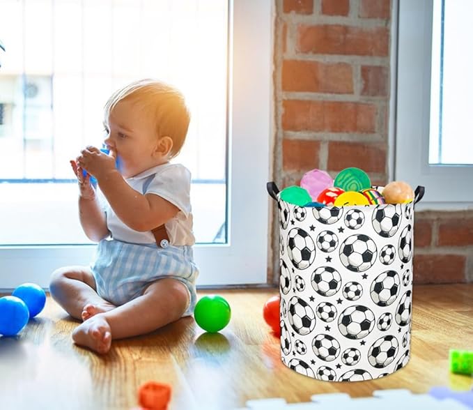 Kids Laundry hamper Baby Hamper for Nursery Boy and Girl Hamper Cute Kids Toys Storage Bin Organizer Soccer Room Decor for Home(Soccer)