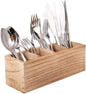 WuGeShop Wood Cutlery Caddy, Kitchen Utensil Organizer with 4 Compartments, Silverware Storage Kitchen Countertop Flatware Organizer