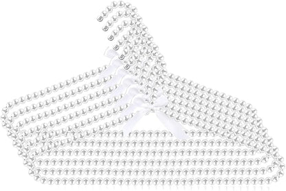 SHENLIU 6 Pack Pearl Clothes Hangers, Elegant Bridesmaid Hangers with White Ribbon Trim Hanger, Closet Coat Storage Organizer Bowknot Standard Wedding Hanger for Wedding Engagement Gowns Suits Shirts