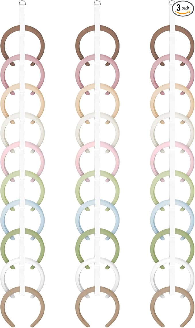 Norme 3 Pcs 3.3FT Extended Headband Holder Organizer Wall Hanging Hairband Storage for Women Hair Hoop Display Headband Hair Accessories Organizer for Bedroom, Dorm & Closet(White)