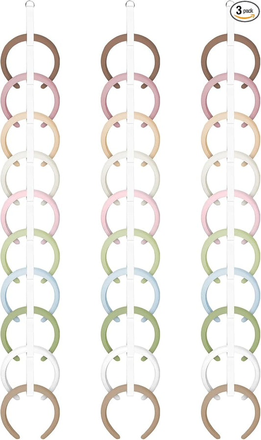Norme 3 Pcs 3.3FT Extended Headband Holder Organizer Wall Hanging Hairband Storage for Women Hair Hoop Display Headband Hair Accessories Organizer for Bedroom, Dorm & Closet(White)