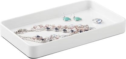 iDesign Steel Vanity Tray for Bathroom Organization and Storage - Set of 2 - White