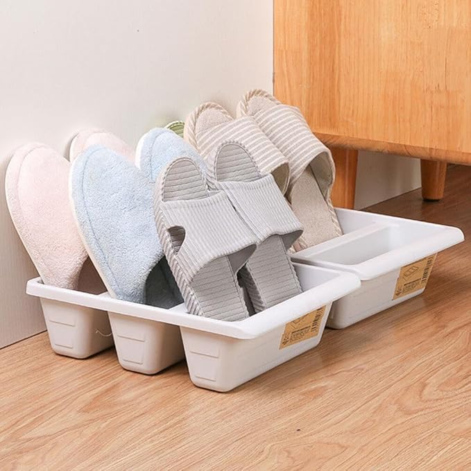 Toyvian 2pcs Storage Shoe Tray, Plastic Shoes Rack, Entryway Organizer, Space-saving