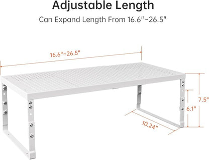 Cabinet Shelf,Expandable Adjustable Stackable Kitchen Organizer,for cabinets, Kitchens, countertops, bathrooms Shelf Organizer(2Packs/White,Large)