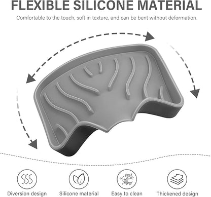 Silicone Soap Dish with Drain, SAISN Kitchen Soap Tray for Shower 2 Pack Self Draining Soap Dish Soft Bathroom Soap Holder for Kitchen Sink Flexible Portable Soap Saver, Grey