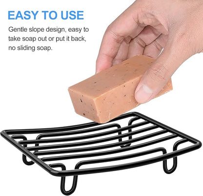 Soap Dish, Stainless Steel Bar Soap Holder for Shower Bathroom, Rust Proof Self Draining Soap Tray, Black-1 Pack
