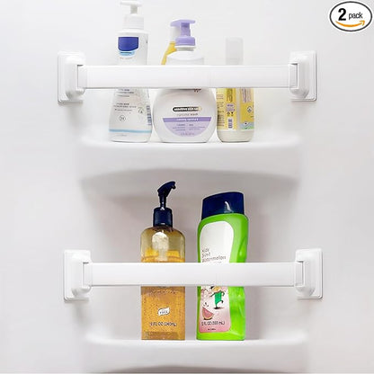 Safoner Adjustable RV Shower Corner Storage Bar- Durable Aluminum RV Corner Caddy for Shower Organization- Perfect for Travel Trailer, Camper Inside Storage and Organization- 2 Packs