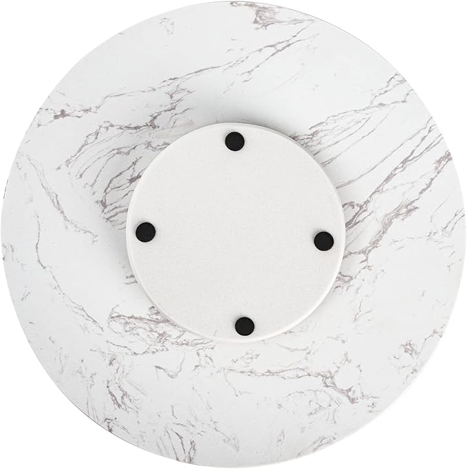 DEAYOU Marble Lazy Susan, Natural Marble Round Tray Turntable Cake Stand, 12" Lazy Susan Cheese Board with Silent Rotating for Serving, Table Display, Cupcake, White, Revolving Cake Leveler Spinner