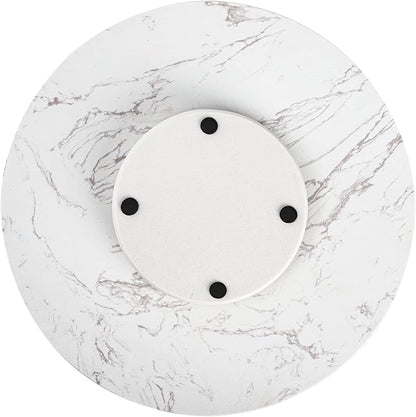 DEAYOU Marble Lazy Susan, Natural Marble Round Tray Turntable Cake Stand, 12" Lazy Susan Cheese Board with Silent Rotating for Serving, Table Display, Cupcake, White, Revolving Cake Leveler Spinner