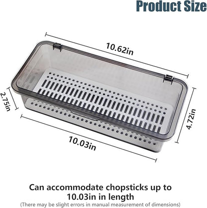 SUNSHNO 4PCS Flatware Tray with Lid and Drainer, Tableware Utensil and Cutlery Drawer Organizer with Lid Covered Silverware Tray to Keeps Your Cutlery Organized and Protected