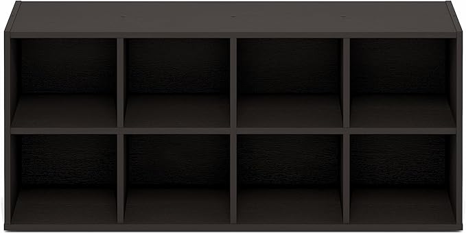 Furinno FANO Shoe Rack, 8-Cube Shoe Organizer, Stackable Shoe Storage, 11.7 x 35.9 x 15.6, for Closet Entryway, Office, Garage, Black Dark Oak