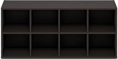 Furinno FANO Shoe Rack, 8-Cube Shoe Organizer, Stackable Shoe Storage, 11.7 x 35.9 x 15.6, for Closet Entryway, Office, Garage, Black Dark Oak