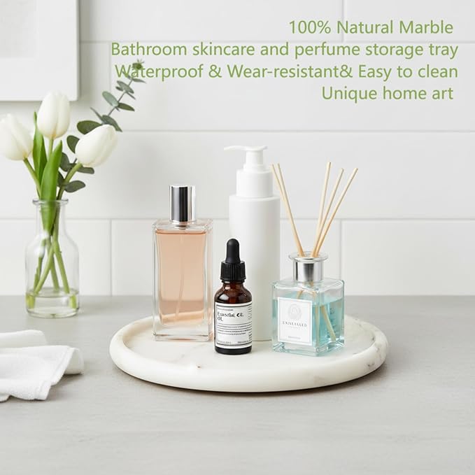 Marmor Marble Perfume Tray Bathroom Tray for Decorative,Candles,Jewelry Stone Vanity Tray,Kitchen Counter Decor and Home Decorative Tray(Calacatta Marble Gold) Jewelry Tray Unique Festival Gifts