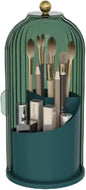 Makeup Brush Holder with Dustproof Cover 360 Rotating Makeup Brush Organizer for Vanity Bathroom, All Green