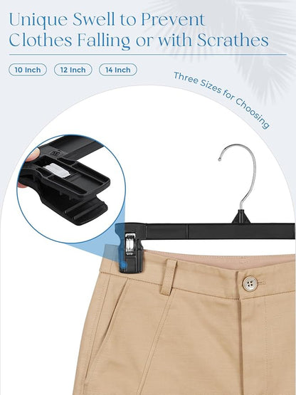 Smartor Pants Hangers - 30 Pack, Black Clips Hangers with 360° Hooks, Shorts Hanger with Strong Clamps, Dress, Heavy Duty as Trousers, Skirt, Jeans, Towel and Bottom Clothes -12 Inch