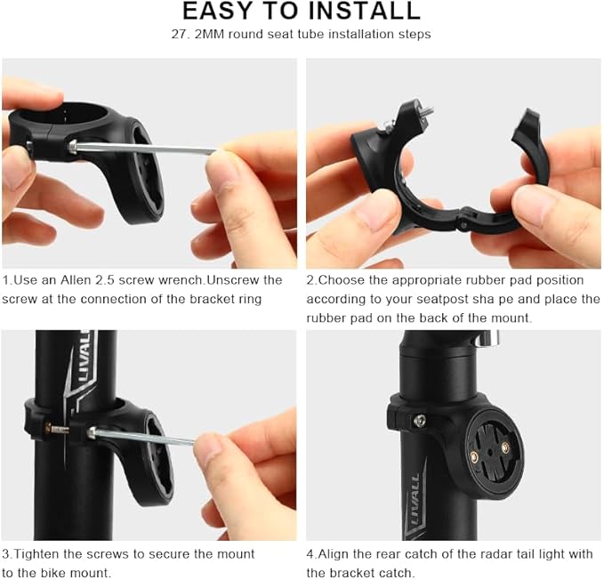Bike Seat Post Tail Light Mount Bracket,Suitable for Garmin Varia Seat Columns, Accessories Fixed on 25.4mm, 28.6mm, 31.4mm