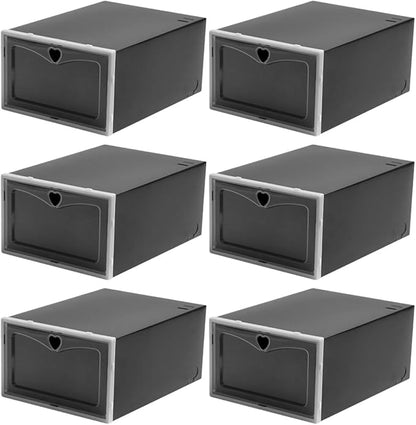 Ciieeo 6pcs Flip-top Shoe Boxes 33x23x14.5cm Plastic Sneaker Organizers Dustproof Stackable Shoe Storage for Men Home Closet
