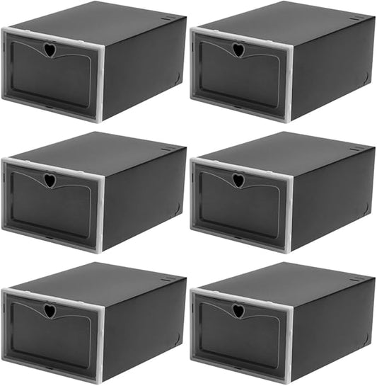 Ciieeo 6pcs Flip-top Shoe Boxes 33x23x14.5cm Plastic Sneaker Organizers Dustproof Stackable Shoe Storage for Men Home Closet