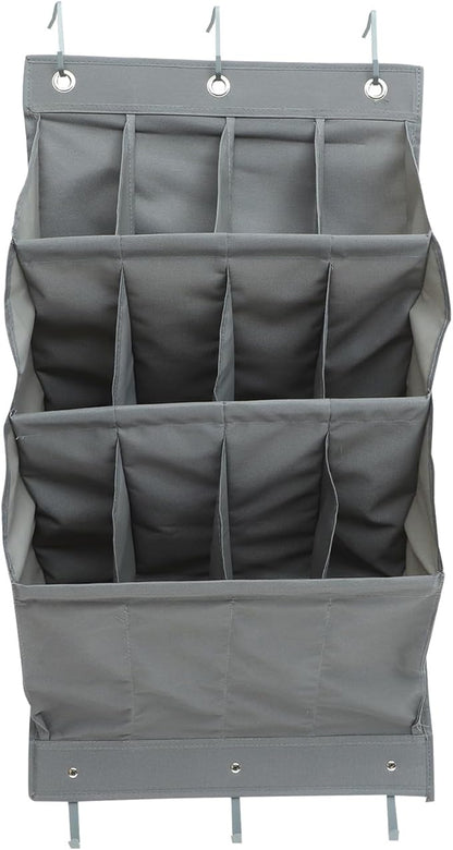Multi-Layer Hanging Shoe Organizer over the Door Storage Bag with 12 Grey Compartments, Breathable Wall Storage Pouch for Closet and Entryway, Nail-Free Large Capacity Hanging Bag