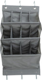 Multi-Layer Hanging Shoe Organizer over the Door Storage Bag with 12 Grey Compartments, Breathable Wall Storage Pouch for Closet and Entryway, Nail-Free Large Capacity Hanging Bag