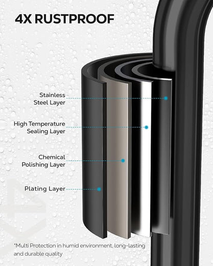 Nieifi Soap Dish Holder with 4 Hooks Stainless Steel Black Adhesive for Shower, Bathroom
