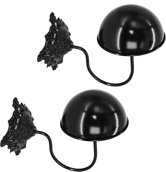 Owlgift Rustic Black Wall Mounted Hat Holder Set of 2 – Vintage Style Iron Cap Rack with Dome Top for Hats, Helmets, Wigs & Scarves – Decorative Wall Hook for Entryway, Home, Cafe, or Boutique