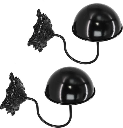 Owlgift Rustic Black Wall Mounted Hat Holder Set of 2 – Vintage Style Iron Cap Rack with Dome Top for Hats, Helmets, Wigs & Scarves – Decorative Wall Hook for Entryway, Home, Cafe, or Boutique