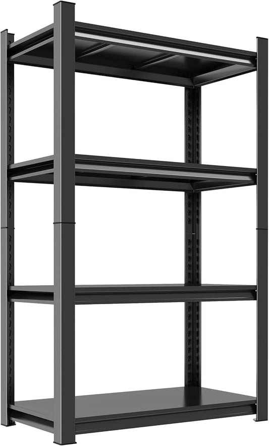 Garage Shelving 4-Tier Adjustable Metal Garage Shelves Heavy Duty Unit, Steel Shelf Storage Rack Suitable for Industries,Warehouses,Basement,Black
