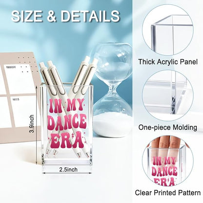 In My Dance Era Acrylic Cosmetic Holder, Funny Makeup Brush Holder Gifts for Dancer Cheer Leader Women Girls, Bathroom Vanity Organizer for Make up Brushes, Dance Team Coach Gifts