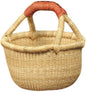 Small Round Woven Straw Basket with Handle Fair Trade Storage Organizer