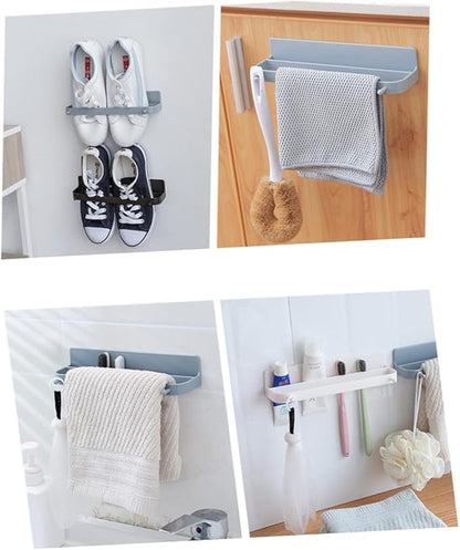 5pcs Bathroom Storage Hanging Shoes Organizer Slippers Shelf No Drilling Wall Mount for Tidy Home Decor