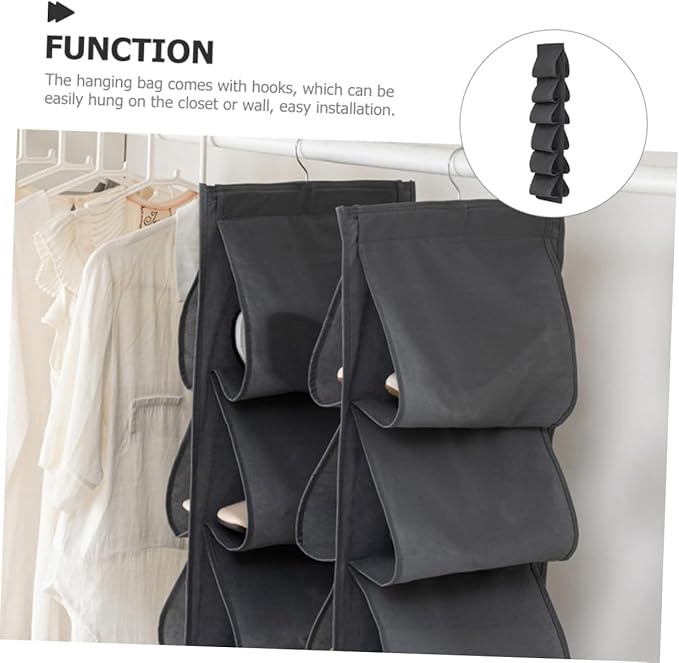SOLUSTRE Double-Sided Closet Hanging Organizer Bag 12 Compartments for Clothes Towels Shoes -Saving Fabric Storage Solution for Bedroom and Home